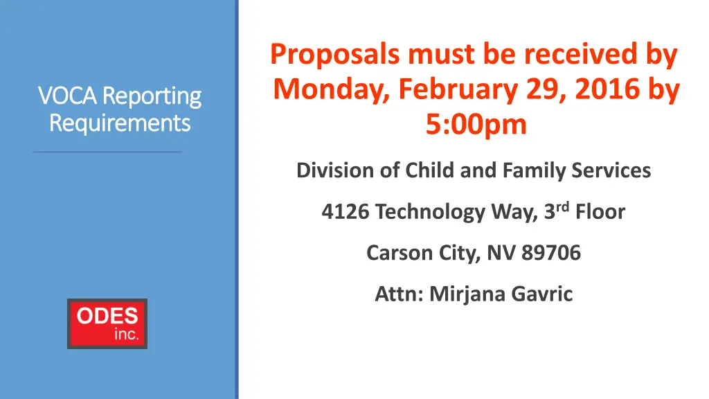 proposals must be received by monday february