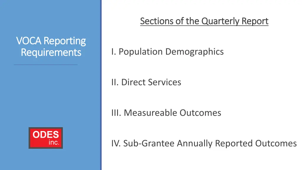 sections of the quarterly report sections