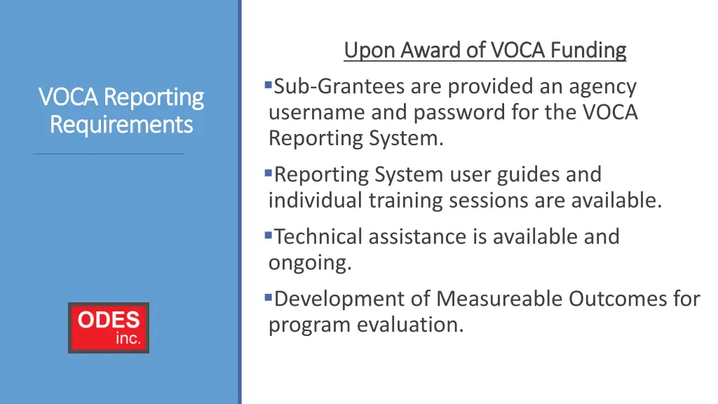 upon award of voca funding upon award of voca