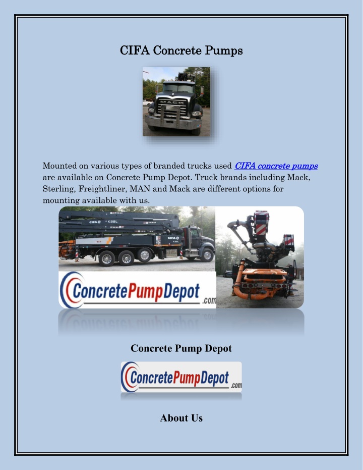 cifa c cifa concrete p oncrete pump