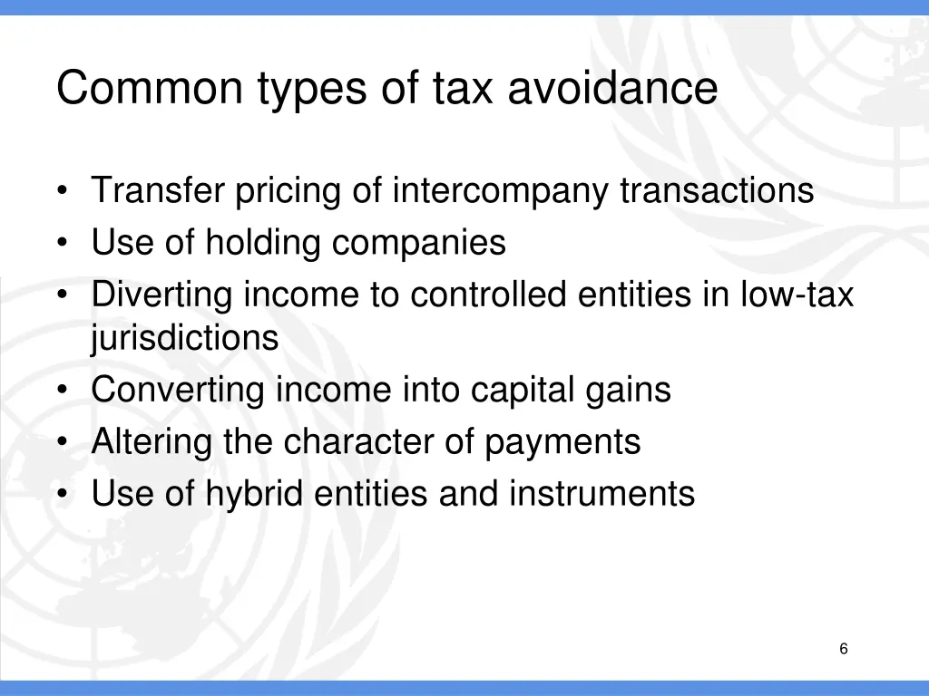 common types of tax avoidance