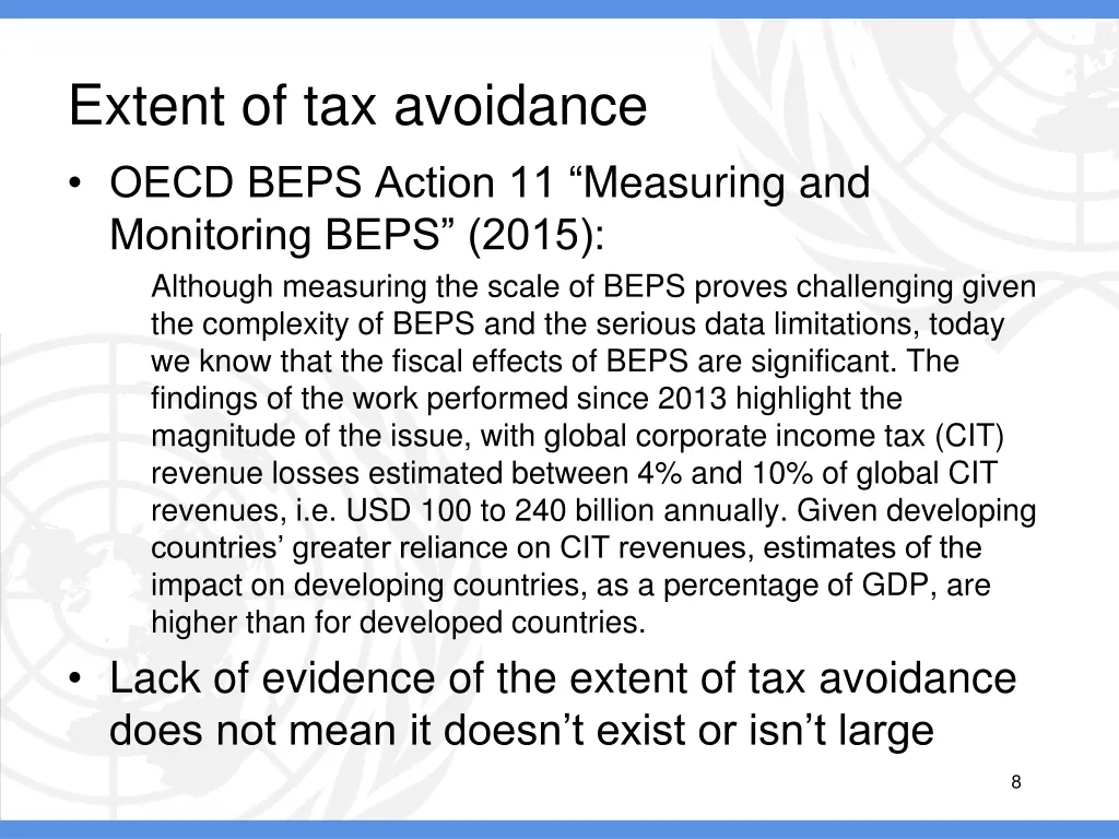 extent of tax avoidance oecd beps action