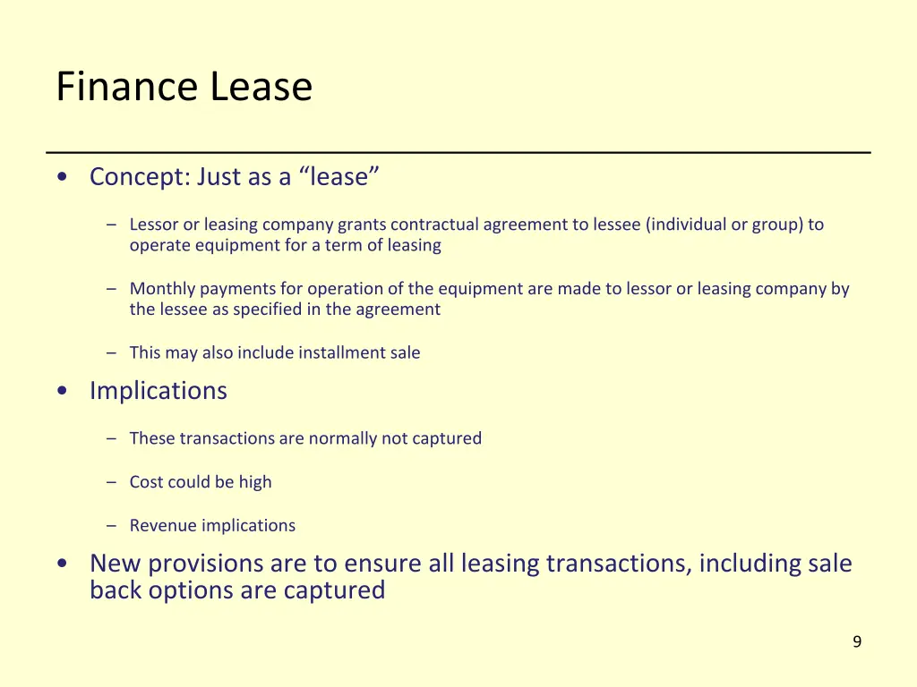 finance lease