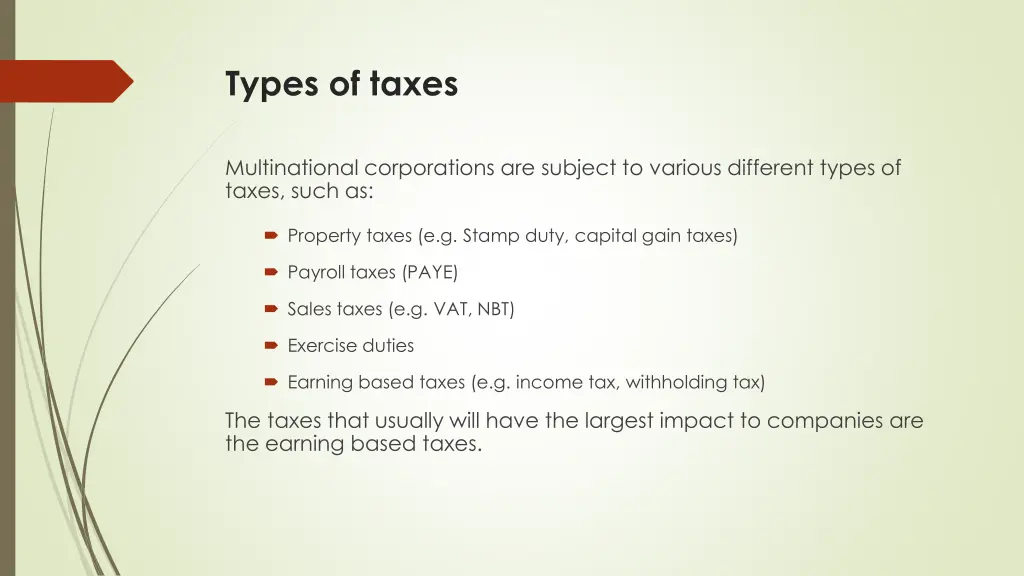 types of taxes