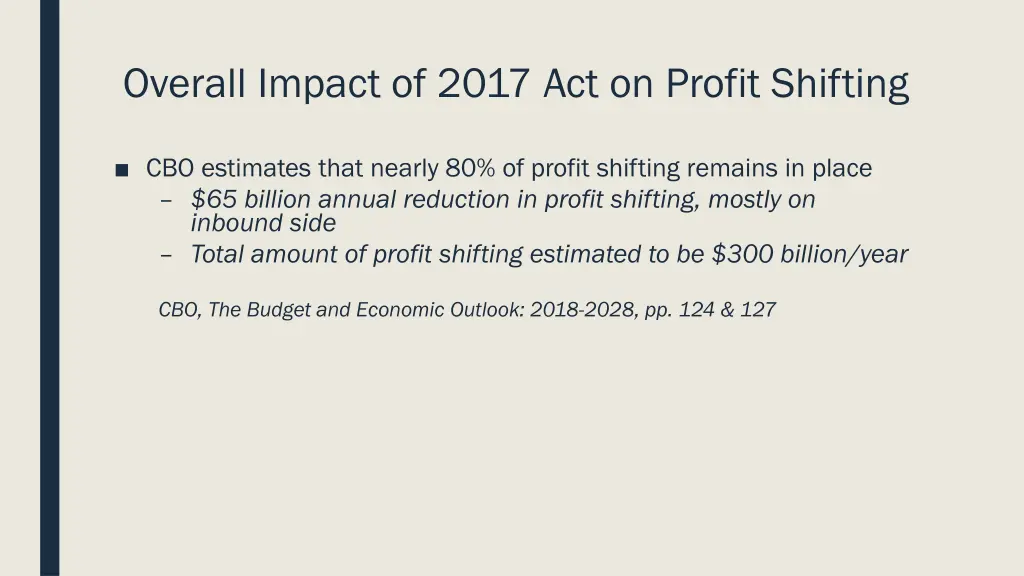 overall impact of 2017 act on profit shifting