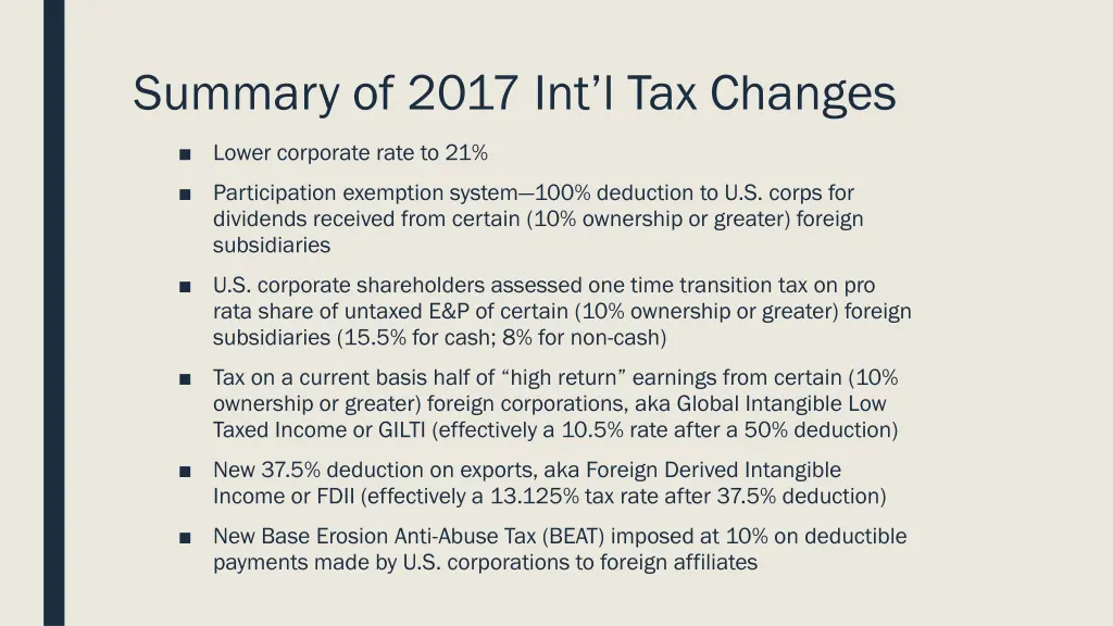 summary of 2017 int l tax changes