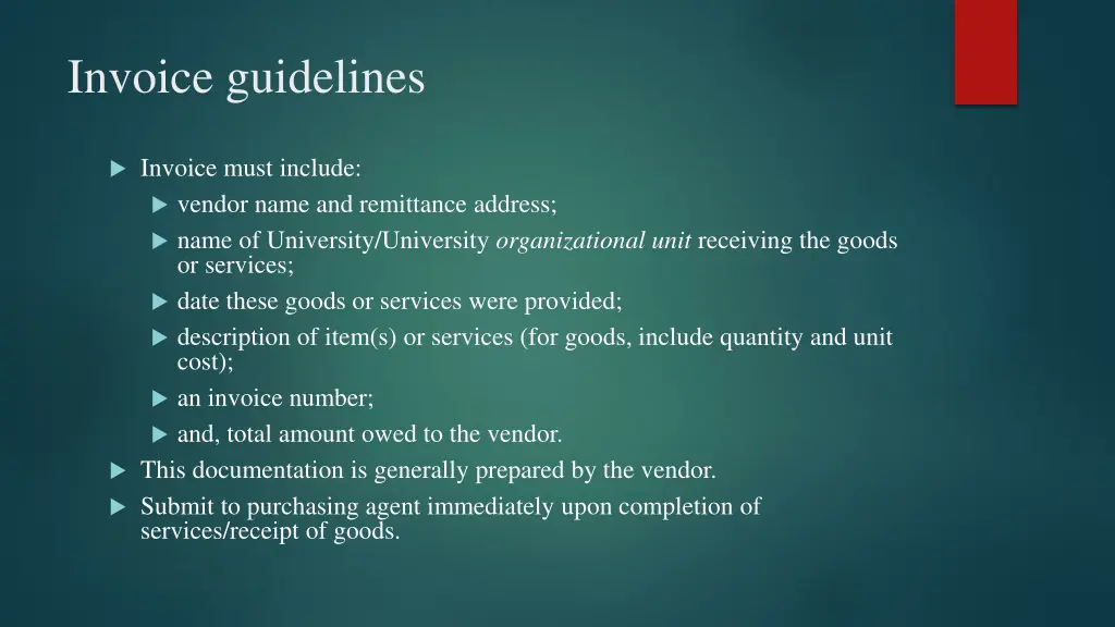 invoice guidelines