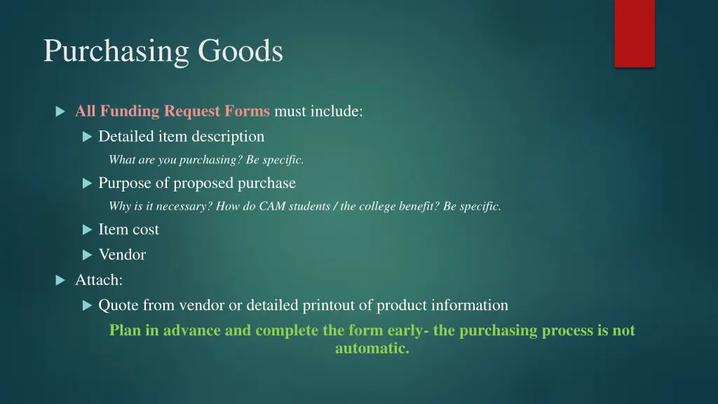 purchasing goods