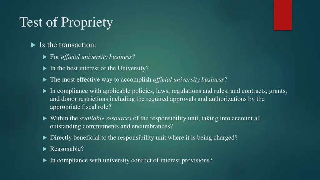 test of propriety