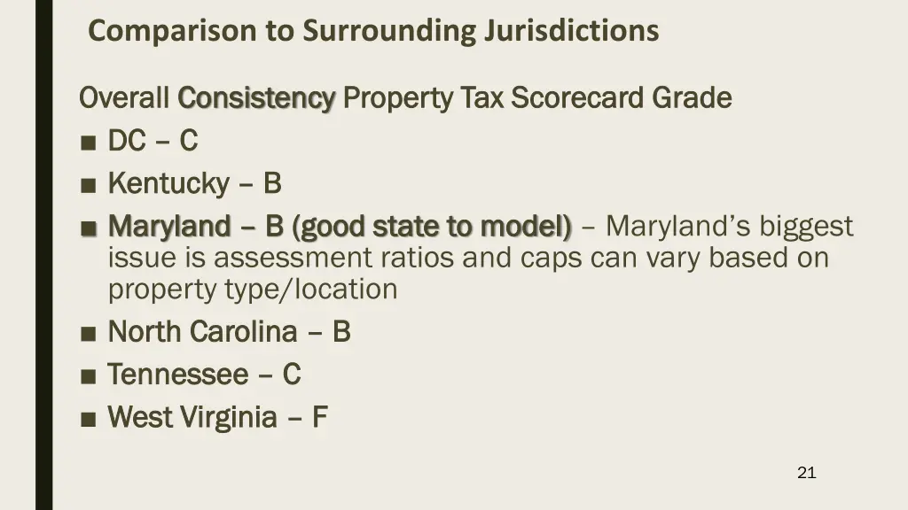 comparison to surrounding jurisdictions 2