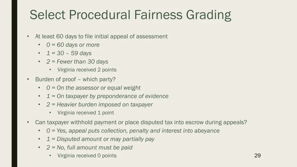 select procedural fairness grading