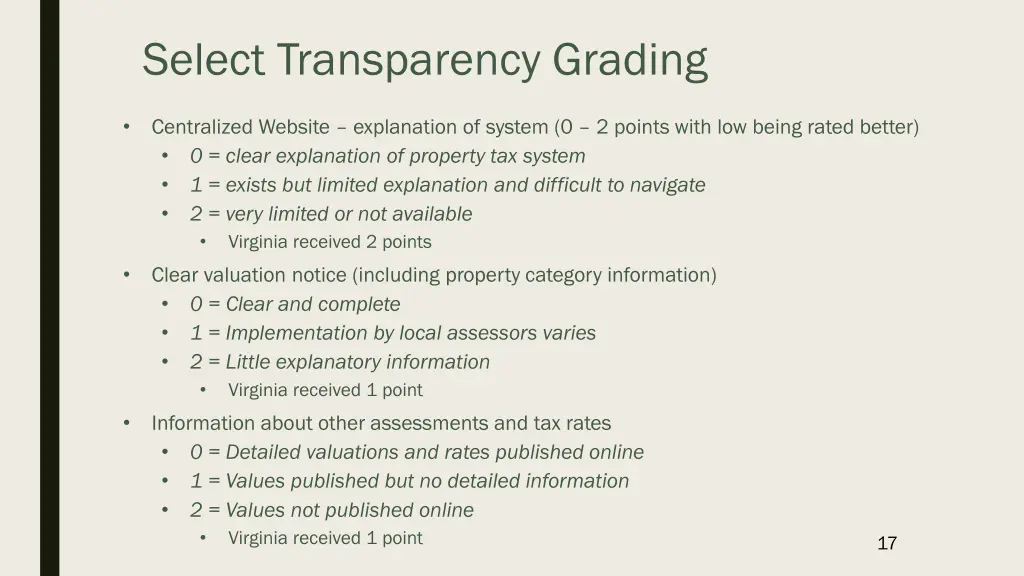 select transparency grading
