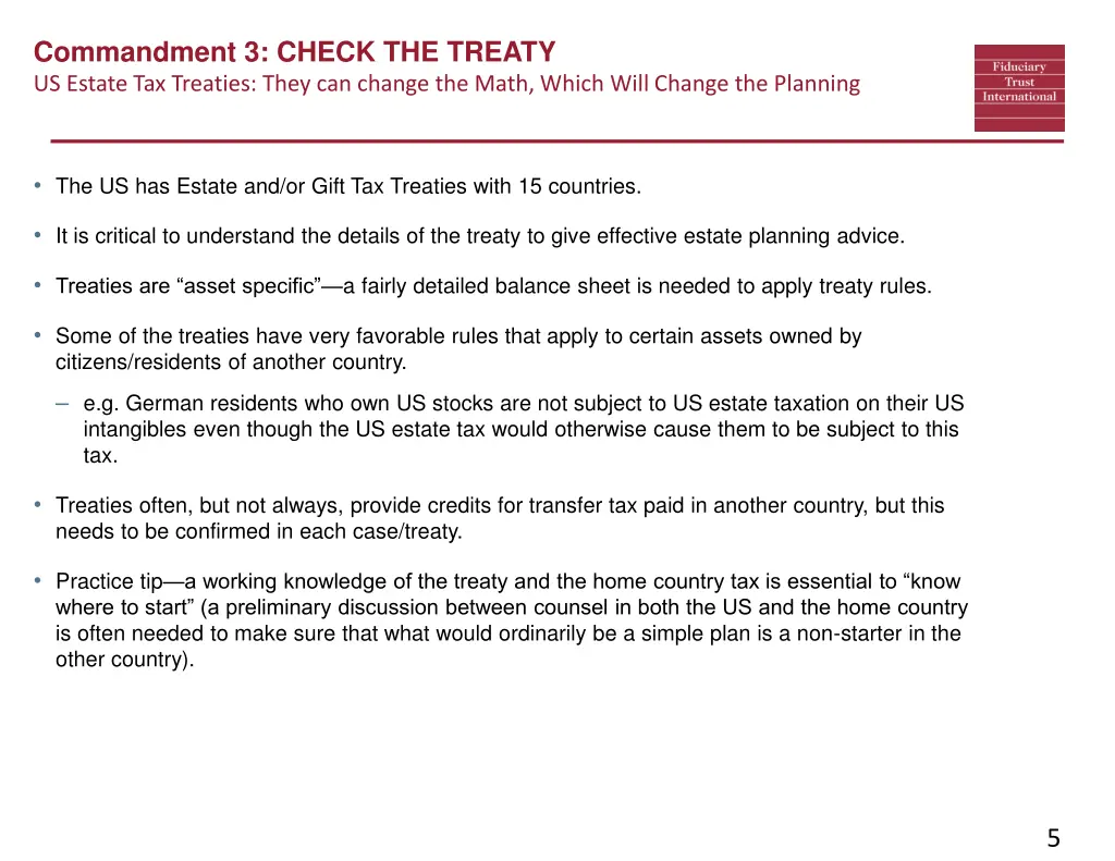 commandment 3 check the treaty us estate