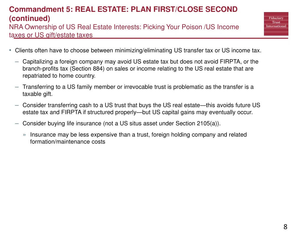 commandment 5 real estate plan first close second 1