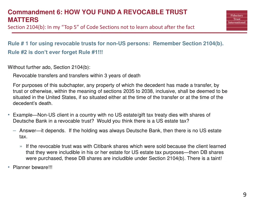 commandment 6 how you fund a revocable trust