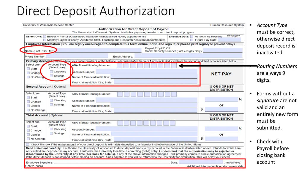 direct deposit authorization