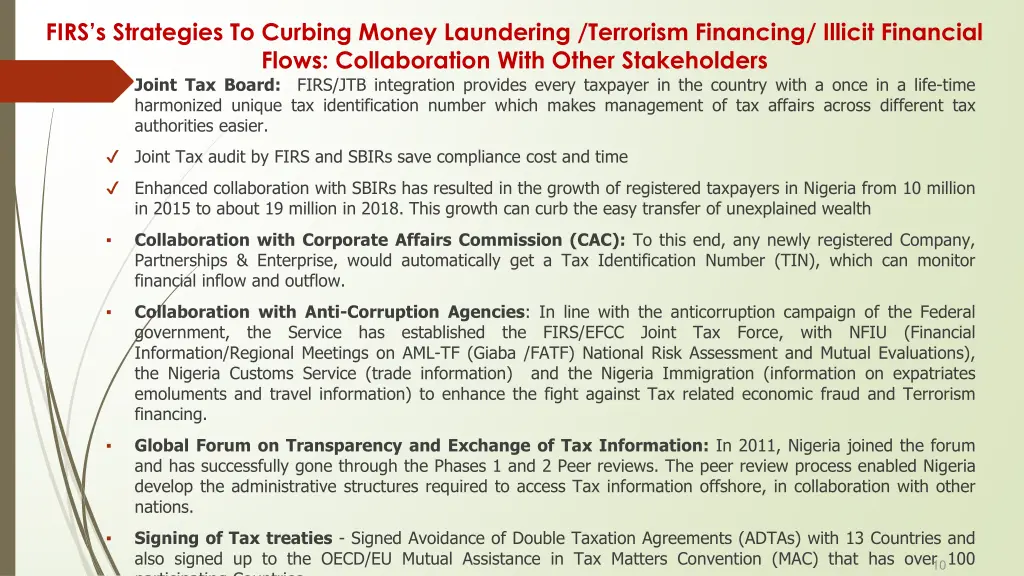 firs s strategies to curbing money laundering