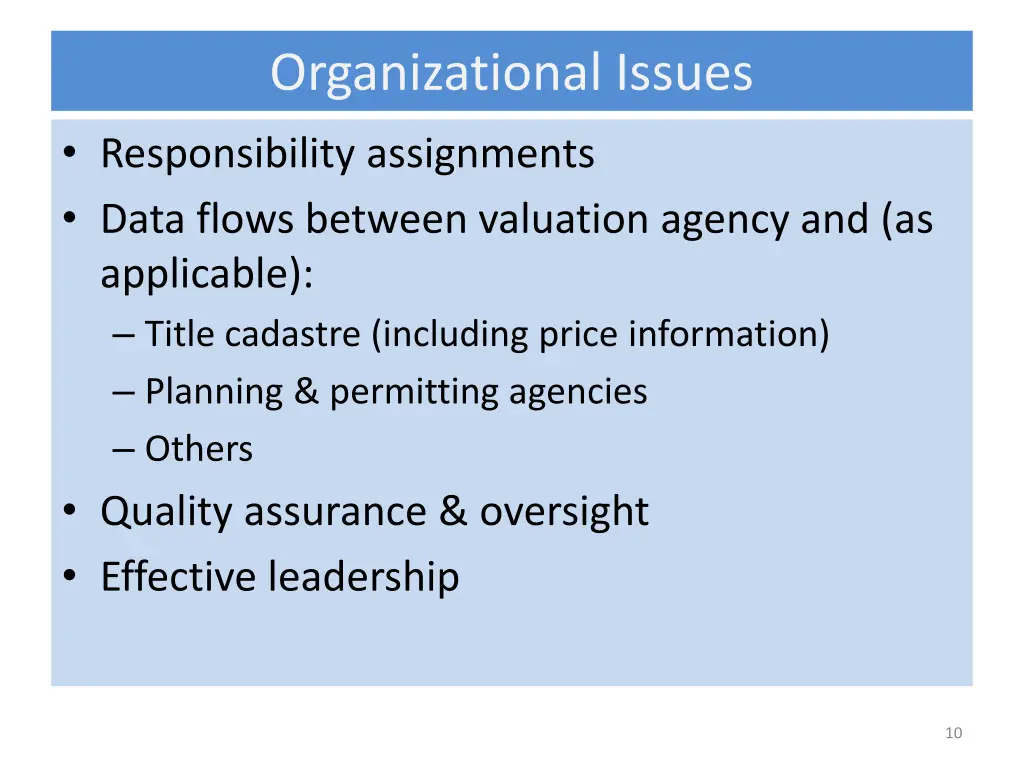 organizational issues responsibility assignments