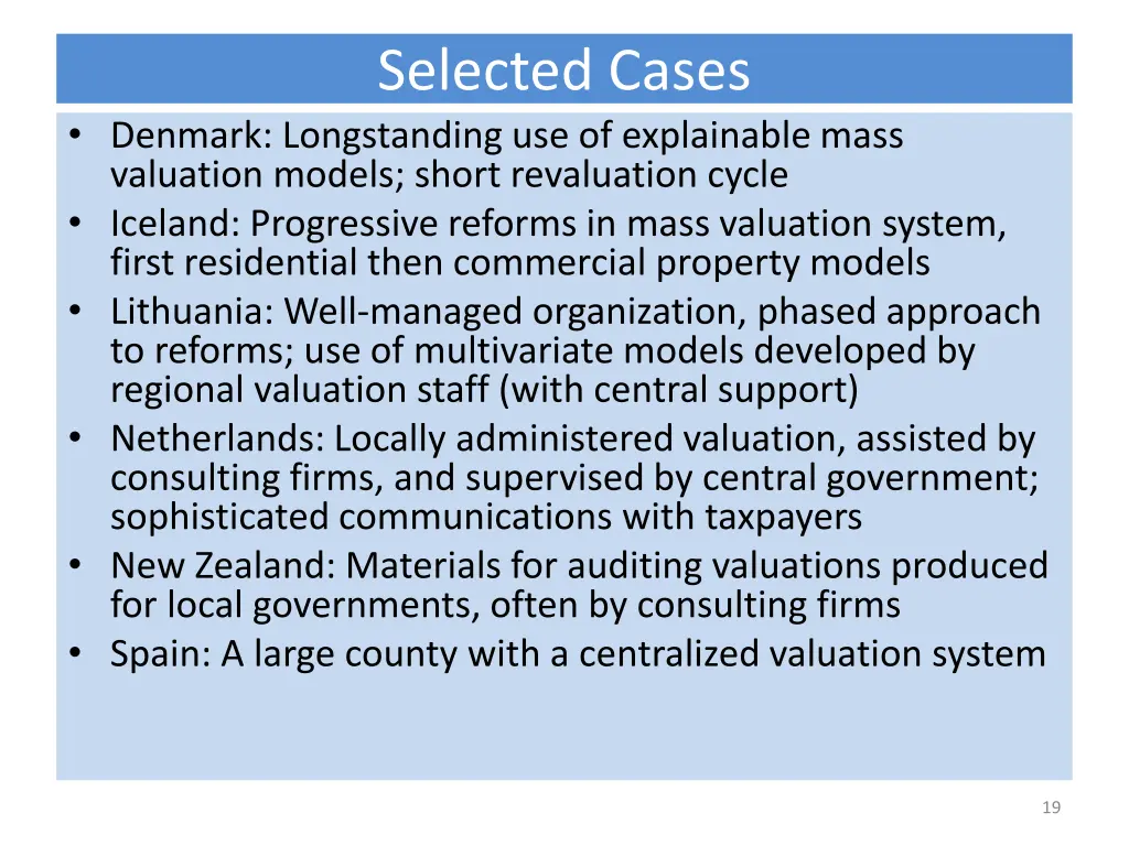 selected cases