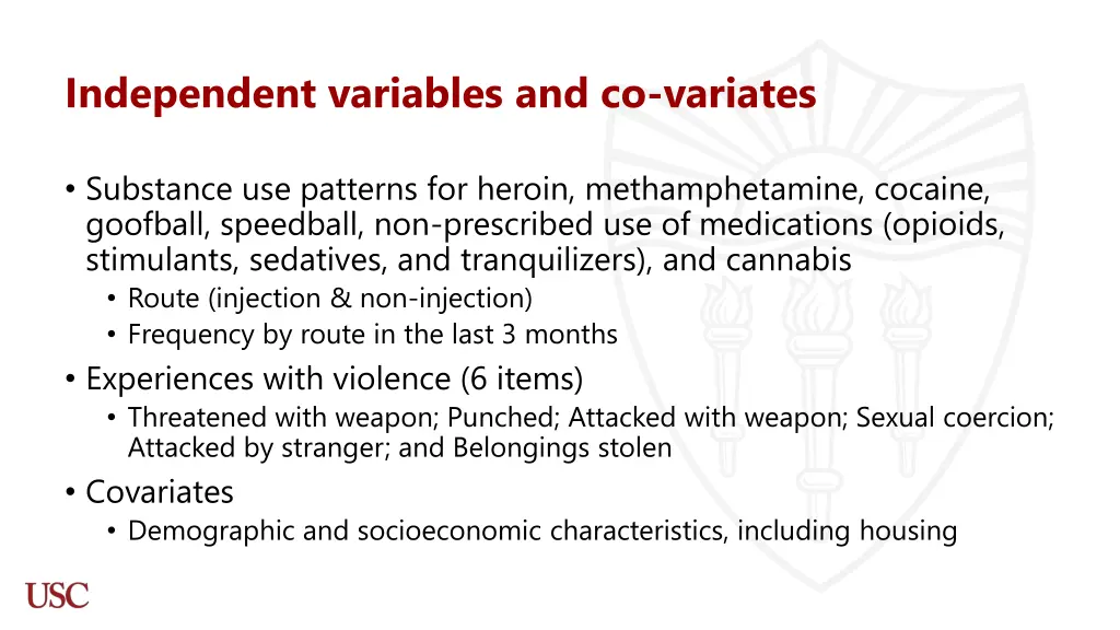 independent variables and co variates