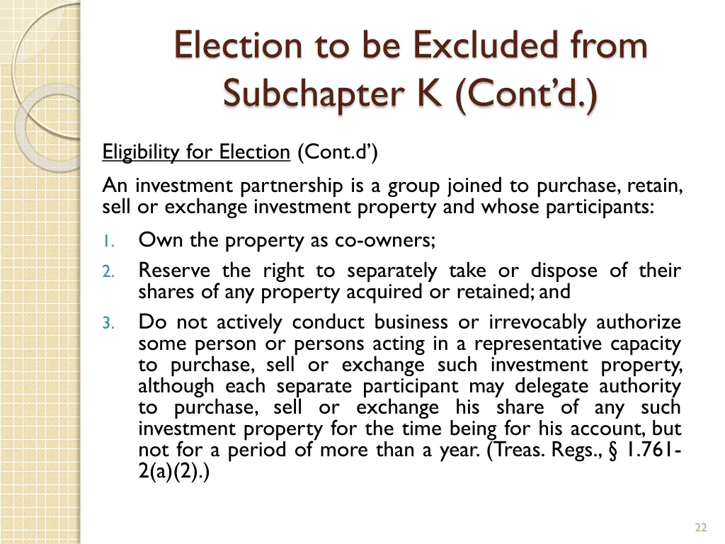 election to be excluded from subchapter k cont d 1