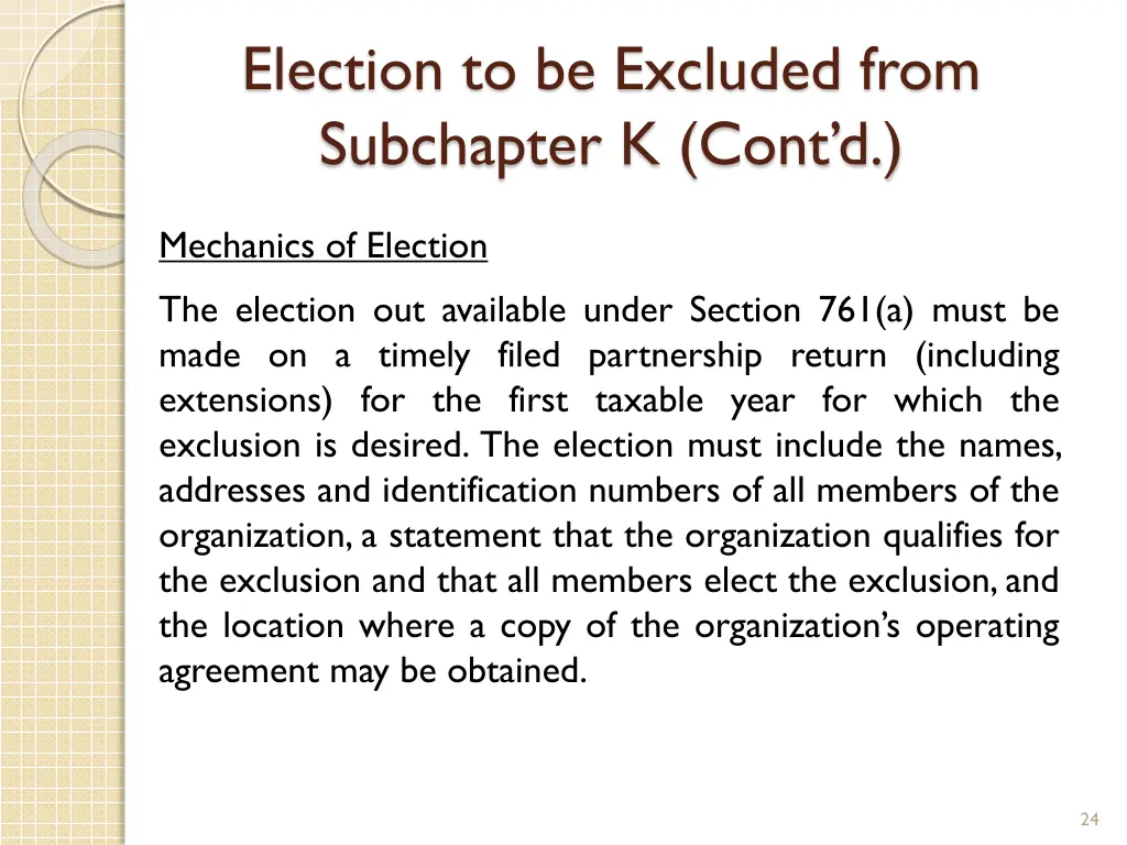 election to be excluded from subchapter k cont d 3