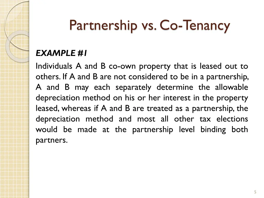 partnership vs co tenancy