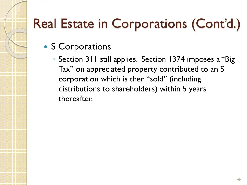 real estate in corporations cont d 2