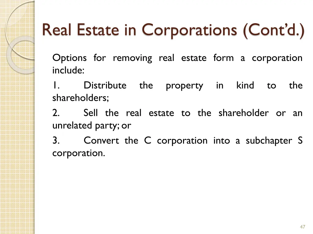 real estate in corporations cont d 3