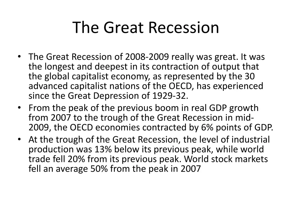 the great recession