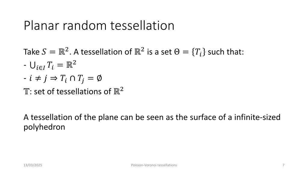 planar random tessellation