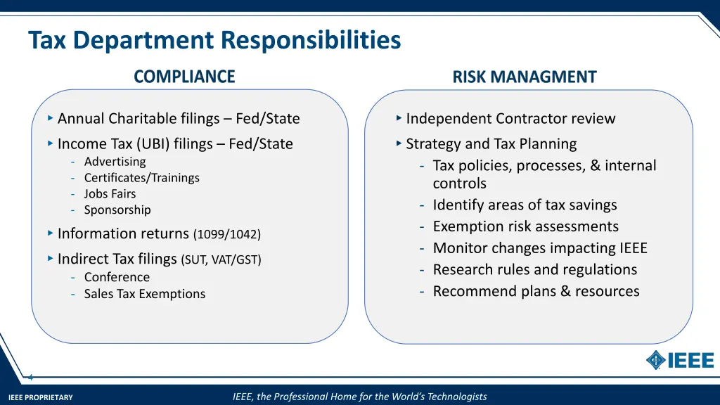 tax department responsibilities