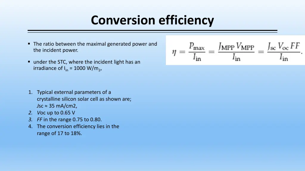 conversion efficiency