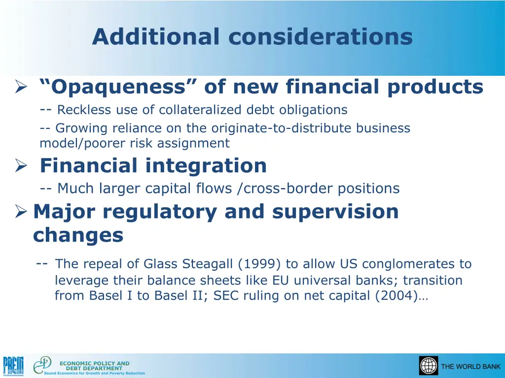additional considerations