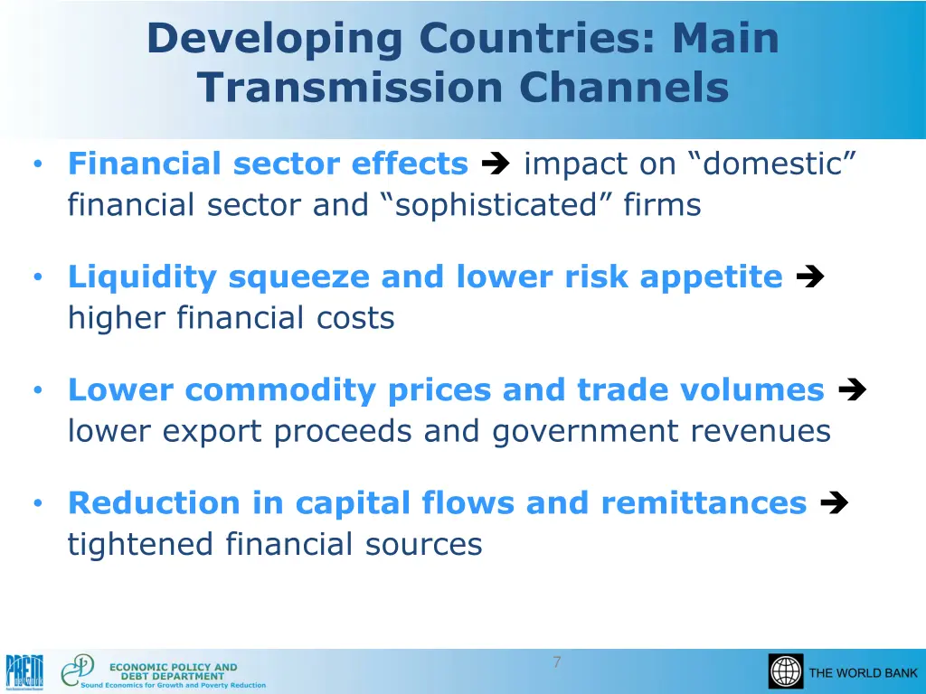 developing countries main transmission channels