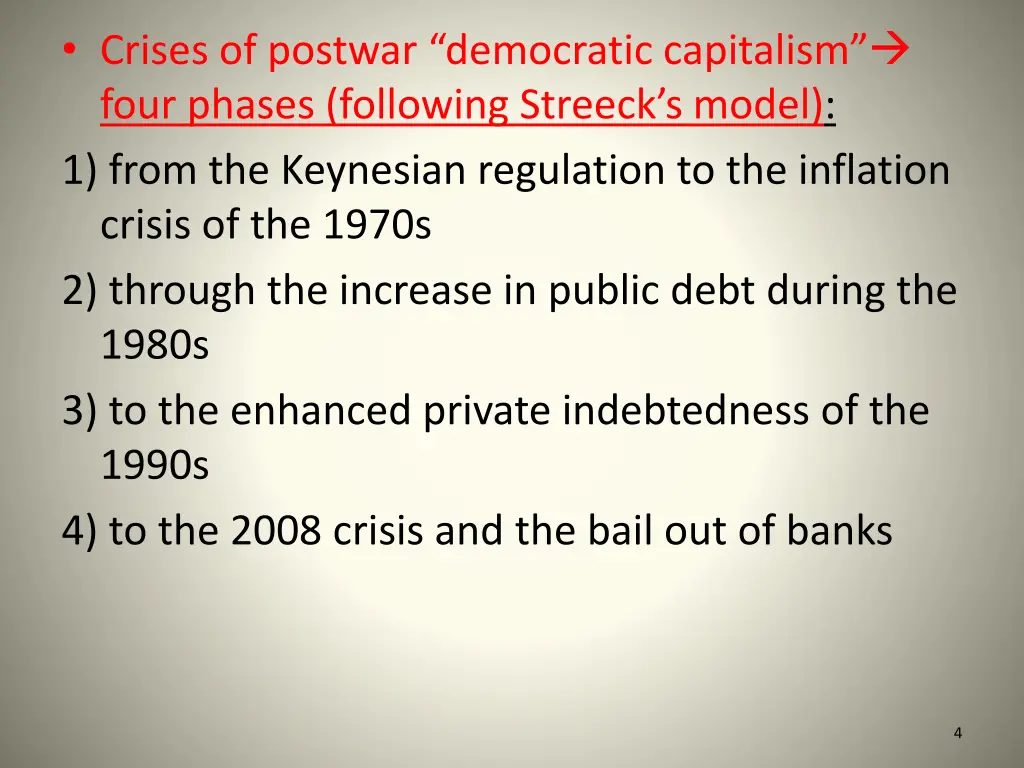 crises of postwar democratic capitalism four