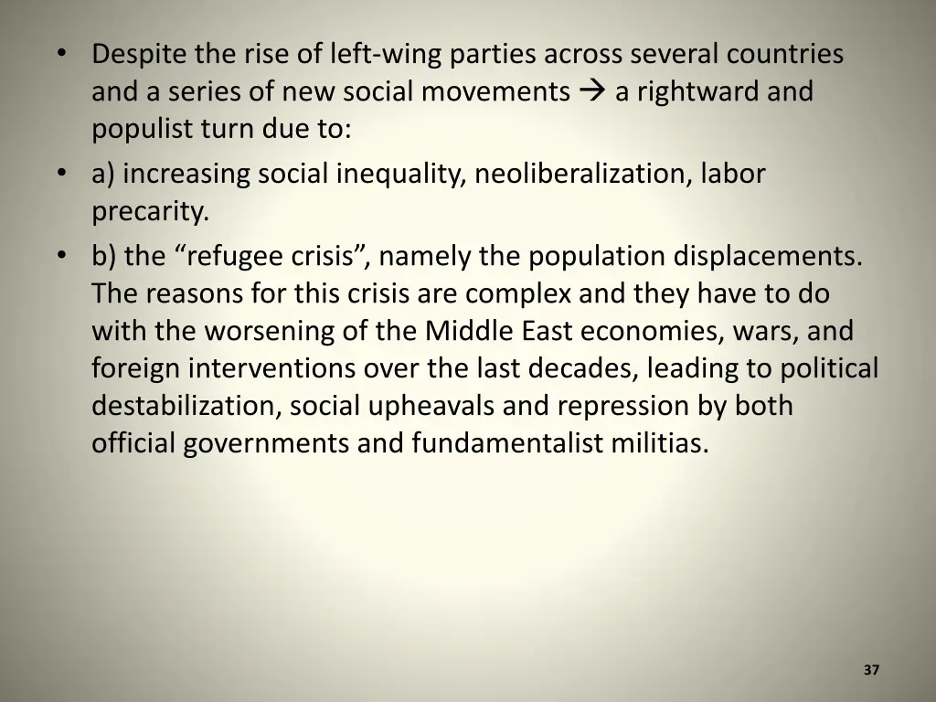 despite the rise of left wing parties across