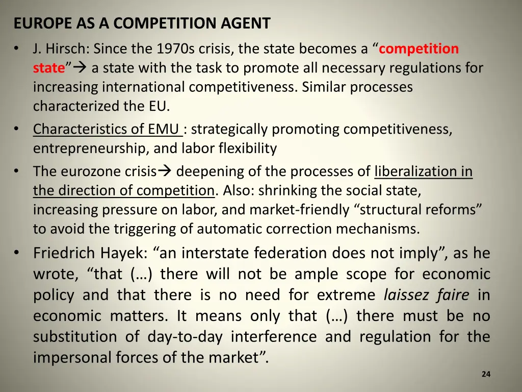 europe as a competition agent j hirsch since