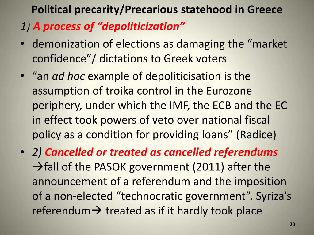 political precarity precarious statehood