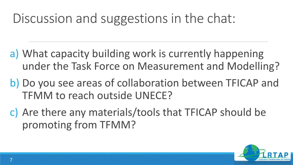 discussion and suggestions in the chat