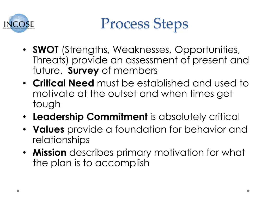 process steps