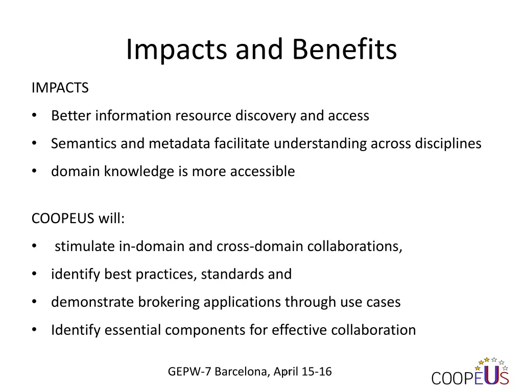 impacts and benefits