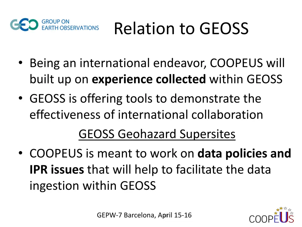 relation to geoss 1