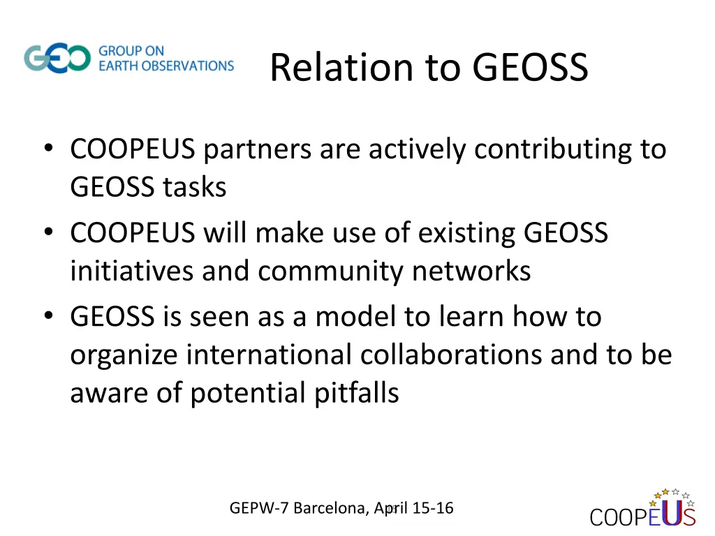 relation to geoss