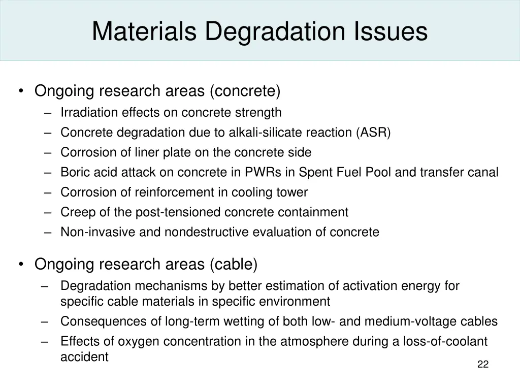 materials degradation issues 1