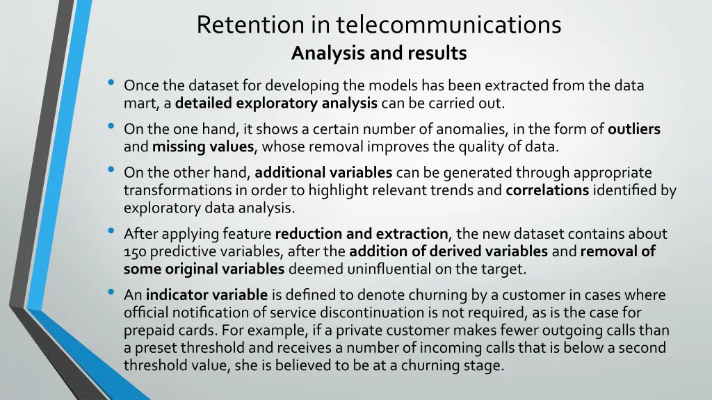 retention in telecommunications analysis