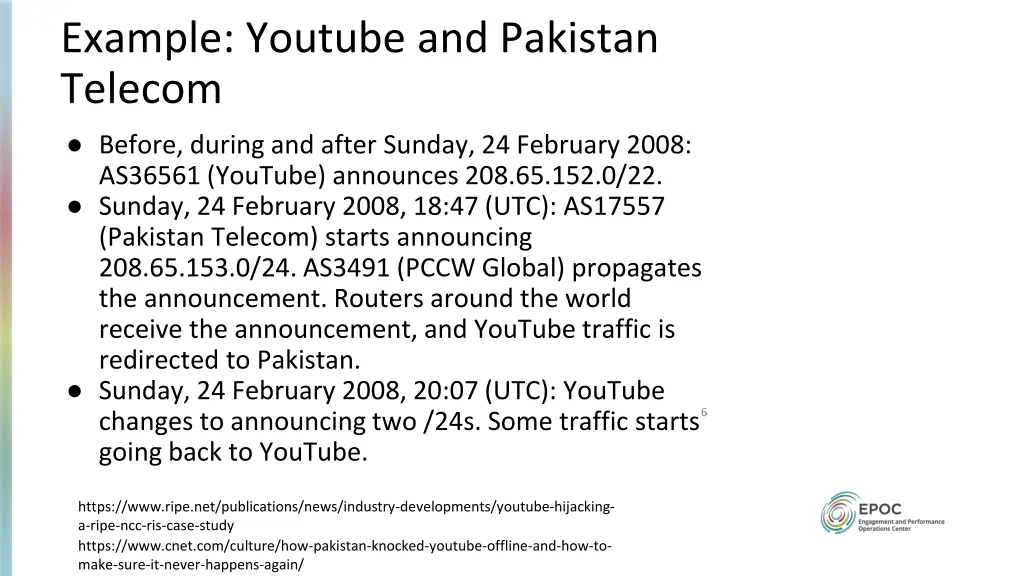 example youtube and pakistan telecom before