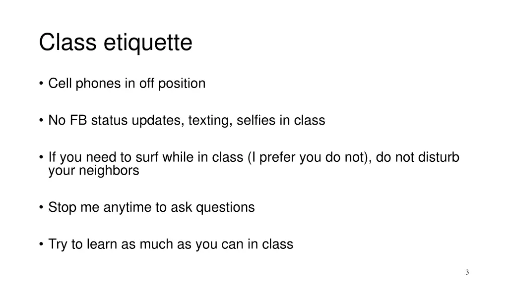 class etiquette