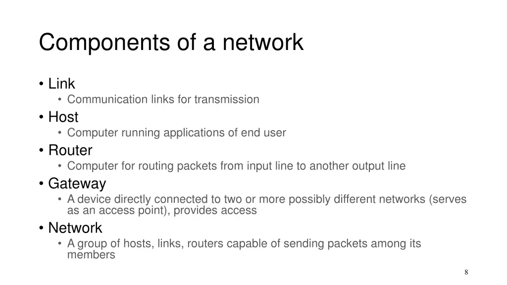 components of a network