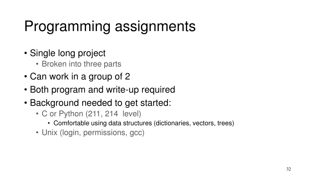 programming assignments